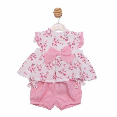 MB7132  Floral Bows and Gingham Bloomer Set  (3-9 months)