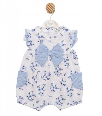MB7138  Back peep hole floral bow Romper   (3-12 months)