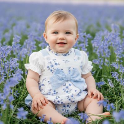 Mintini MB7139A * MB7139A Floral Bloomer Dungaree Set (12-24 months)