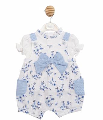 Mintini MB7139 * MB7139S Floral Bloomer Dungaree Set (3-9 months)