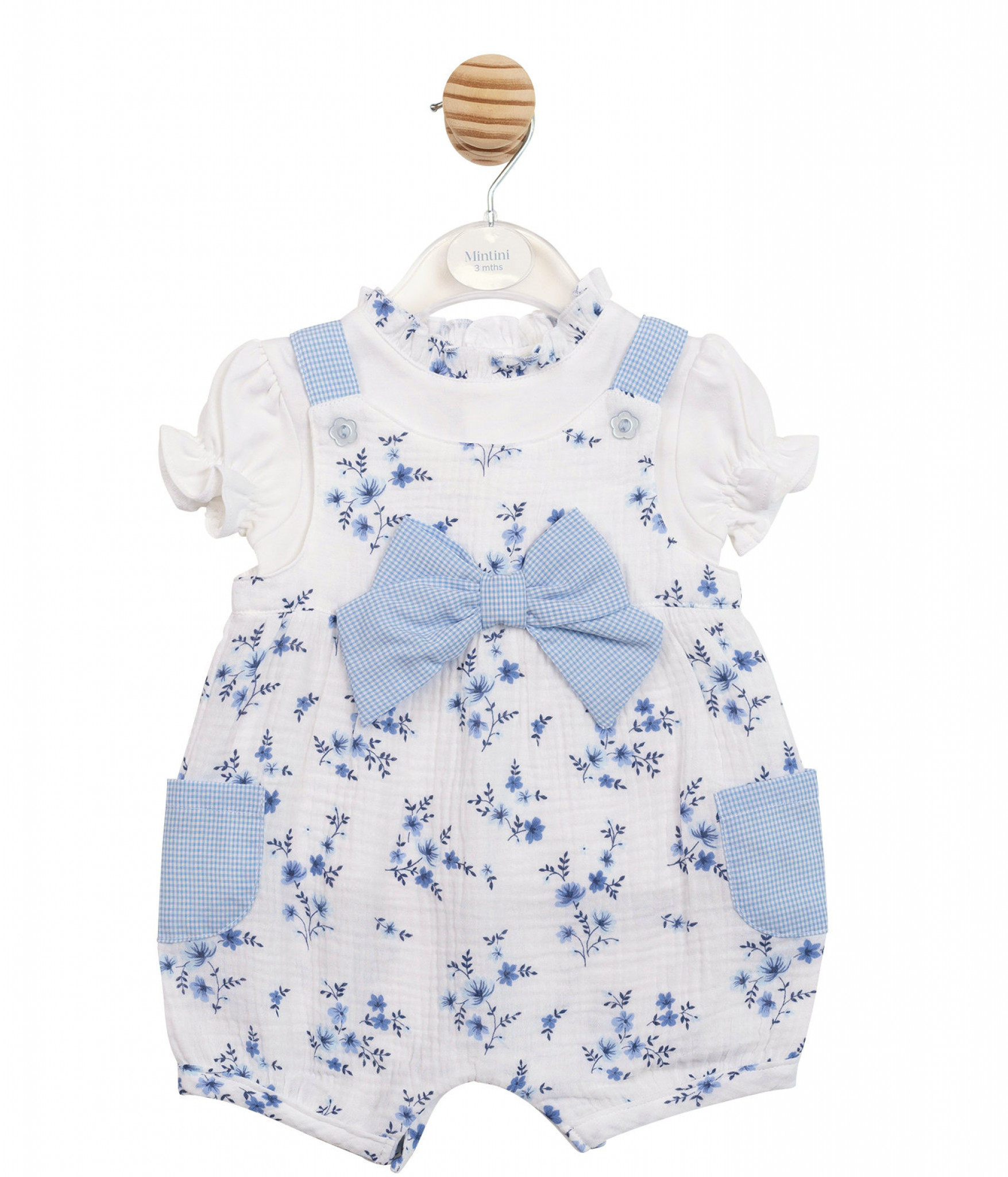 Mintini MB7139 * MB7139 Floral bloomer dungaree set  (3-9 months)