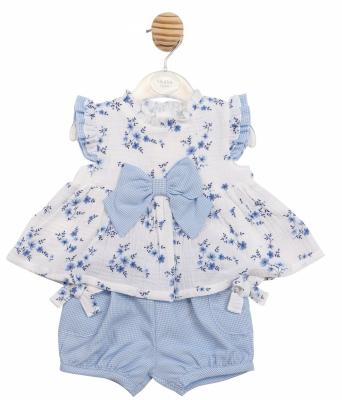 Mintini MB7140 * MB7140 Floral Bows and Gingham Bloomer Set (3-9 months)