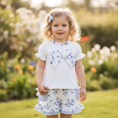 MB7142-B  Floral Bows and Gingham Shorts Set  (3-5 years)