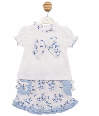 Mintini MB7142B * MB7142-B Floral Bows and Gingham Shorts Set (3-5 years)