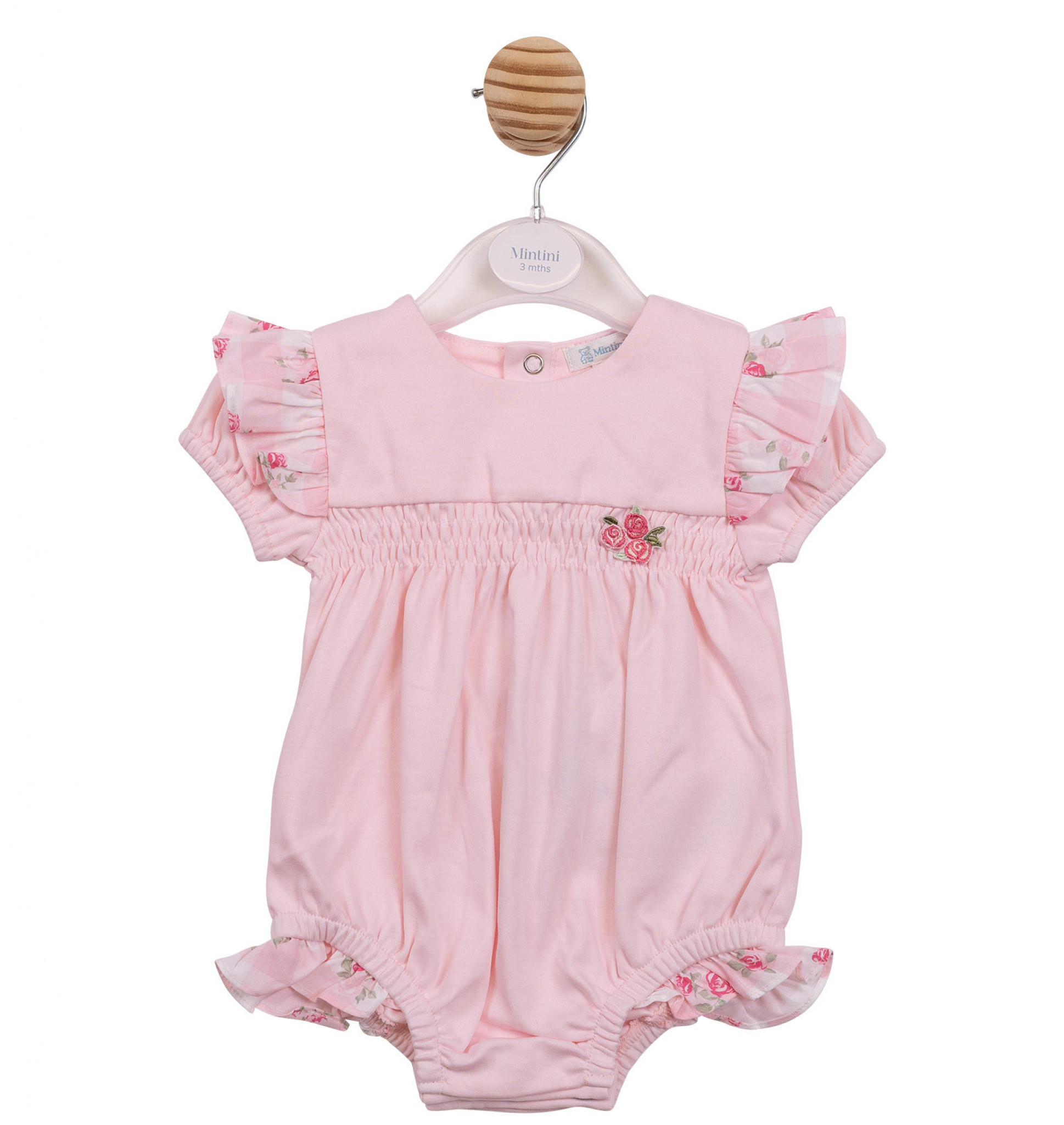 Mintini MB7154 * MB7154 Roses Gingham Romper (1-9 months)
