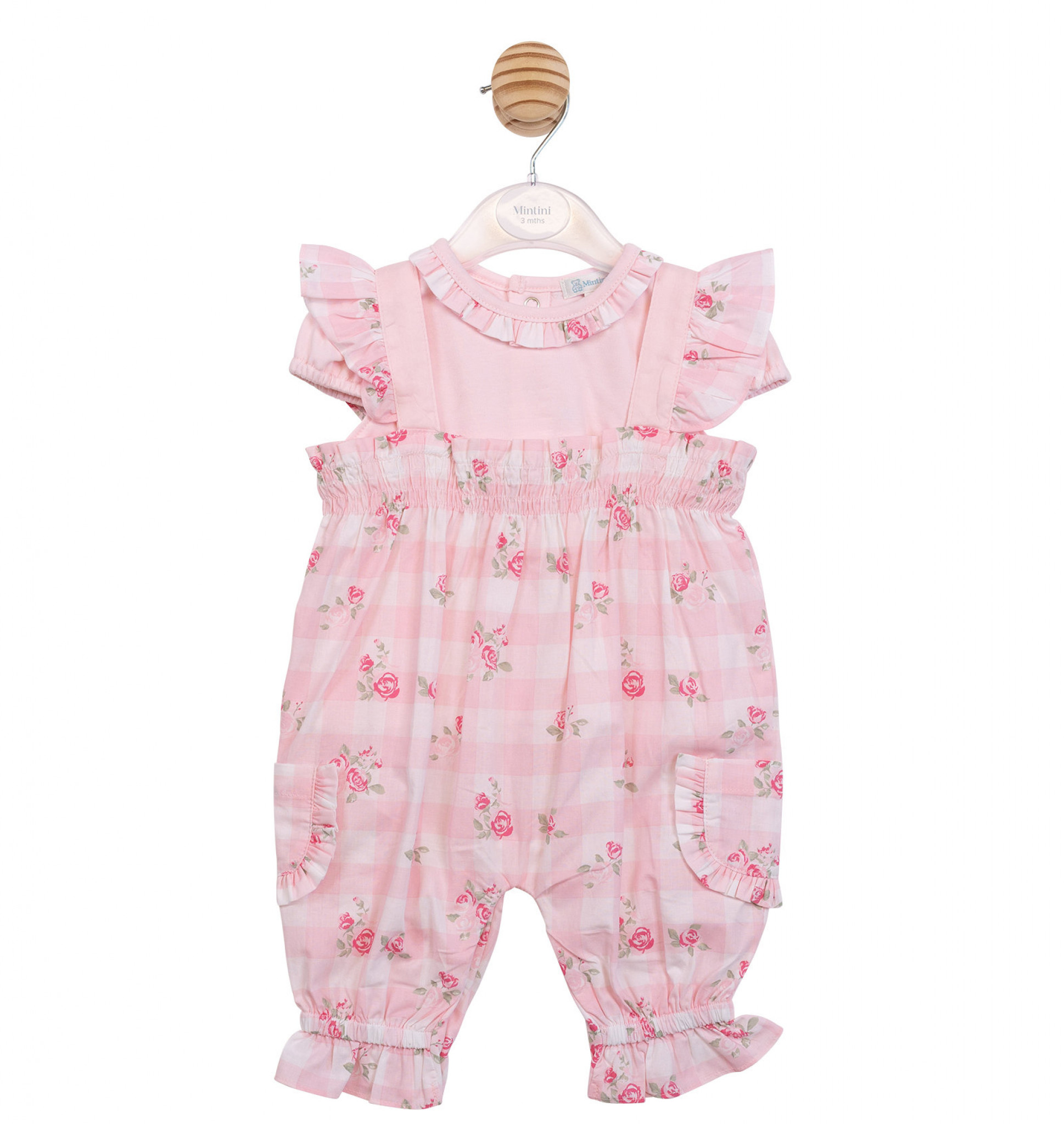 Mintini MB7157 * MB7157A Roses Gingham Dungaree Set (12-24 months)