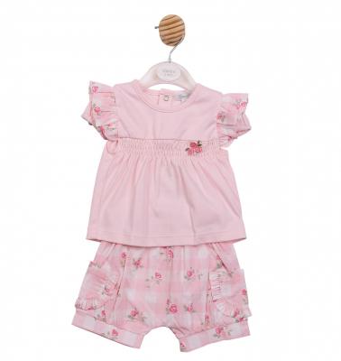 MB7158A  Roses Gingham Shorts Set  (12-24 months)