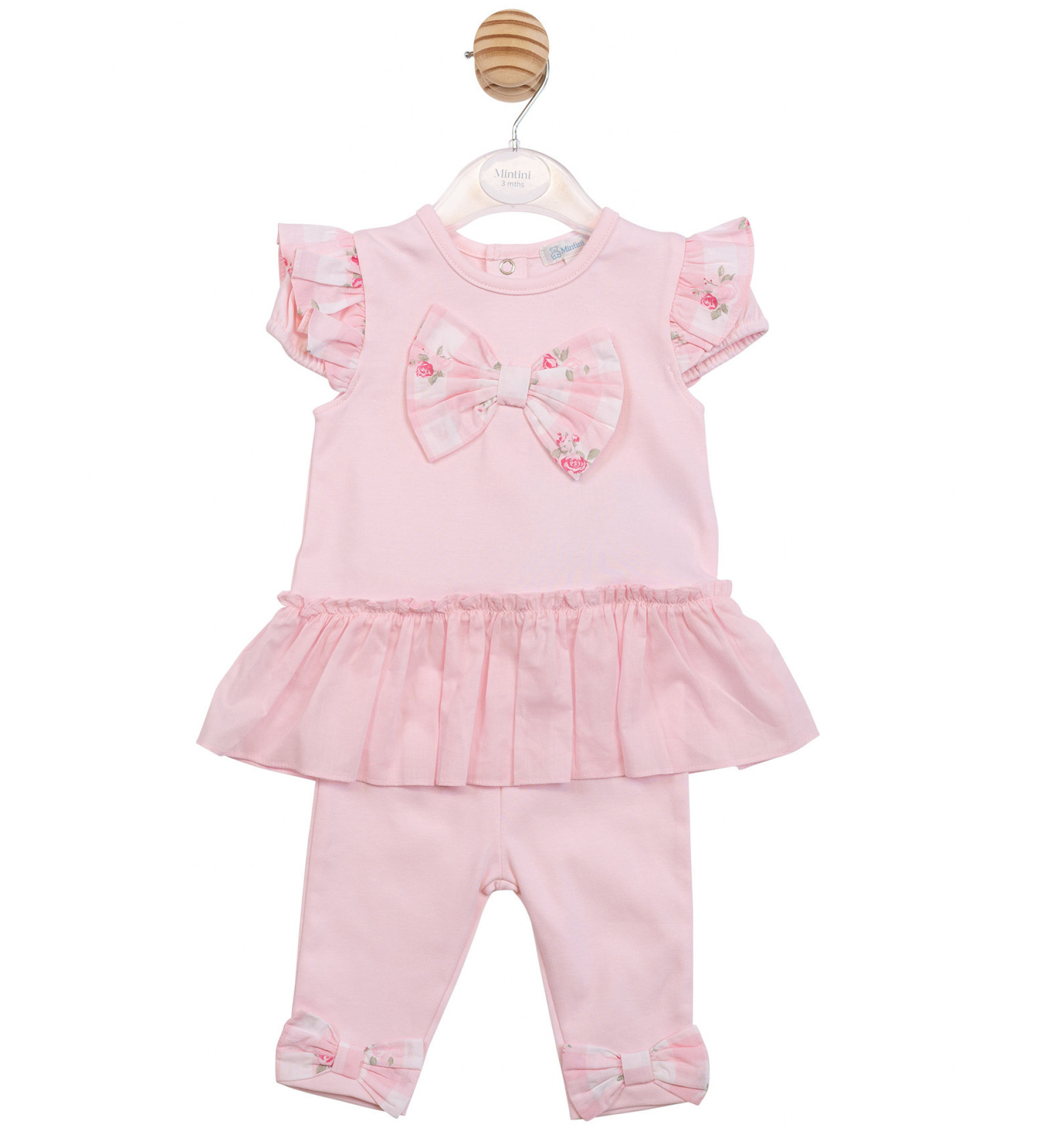 Mintini MB7161 * MB7161 Floral and Check Tunic Set (3-9 months)