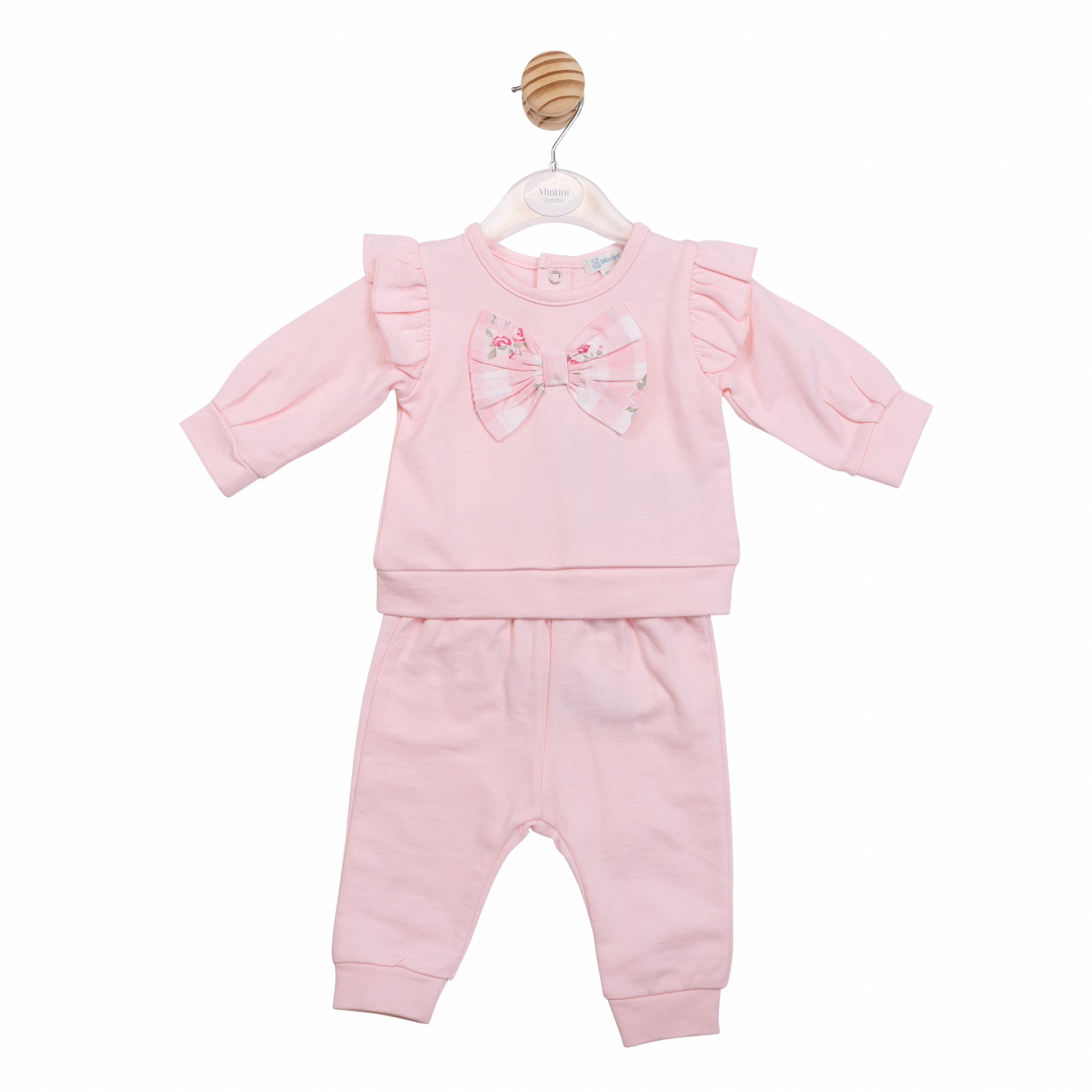 Mintini MB7164 * MB7164A Floral and Check Bow Jog Set(12-24 months)