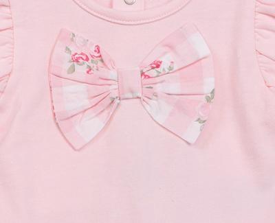 Mintini MB7164 * MB7164 Floral and Check Bow Jog Set(3-9 months)