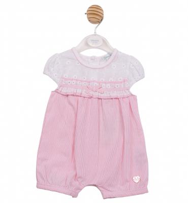 Mintini MB7169 * MB7169 Sriped and broderie angliase romper  (3-12 months)