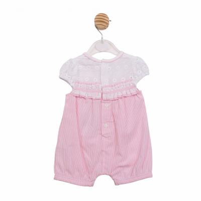 Mintini MB7169 * MB7169 Sriped and broderie angliase romper  (3-12 months)