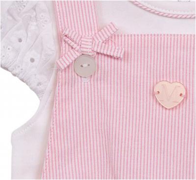 Mintini MB7171A * MB7171A Striped and Lace Frilled rear dungaree set(12-24 months)