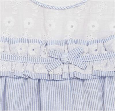 Mintini MB7182 * MB7182 Striped and broderie angliase romper  (3-12 months)