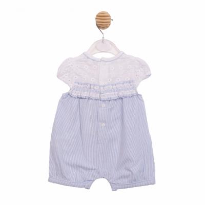 Mintini MB7182 * MB7182 Striped and broderie angliase romper  (3-12 months)
