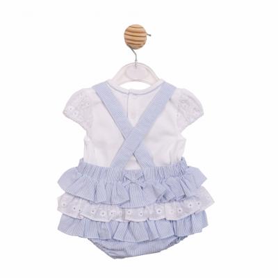 Mintini MB7184A * MB7184A Striped and Lace Frilled rear dungaree set(12-24 months)