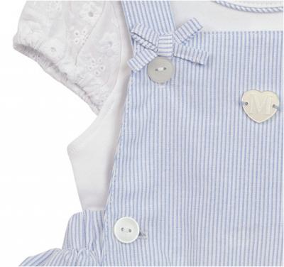 Mintini MB7184A * MB7184A Striped and Lace Frilled rear dungaree set(12-24 months)