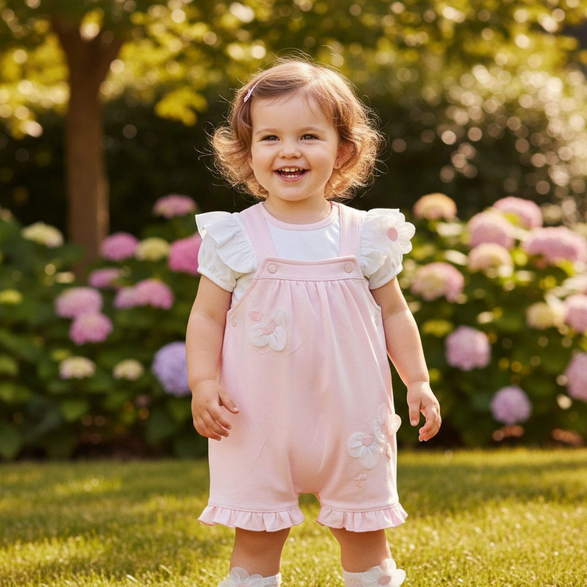 Mintini MB7206A * MB7206A 3D Flower Dungaree Set (12-24 months)