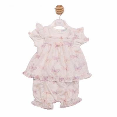 Mintini MB7222 * MB7222 Butterfly Sun Top and Bloomer Set (3-9 months)