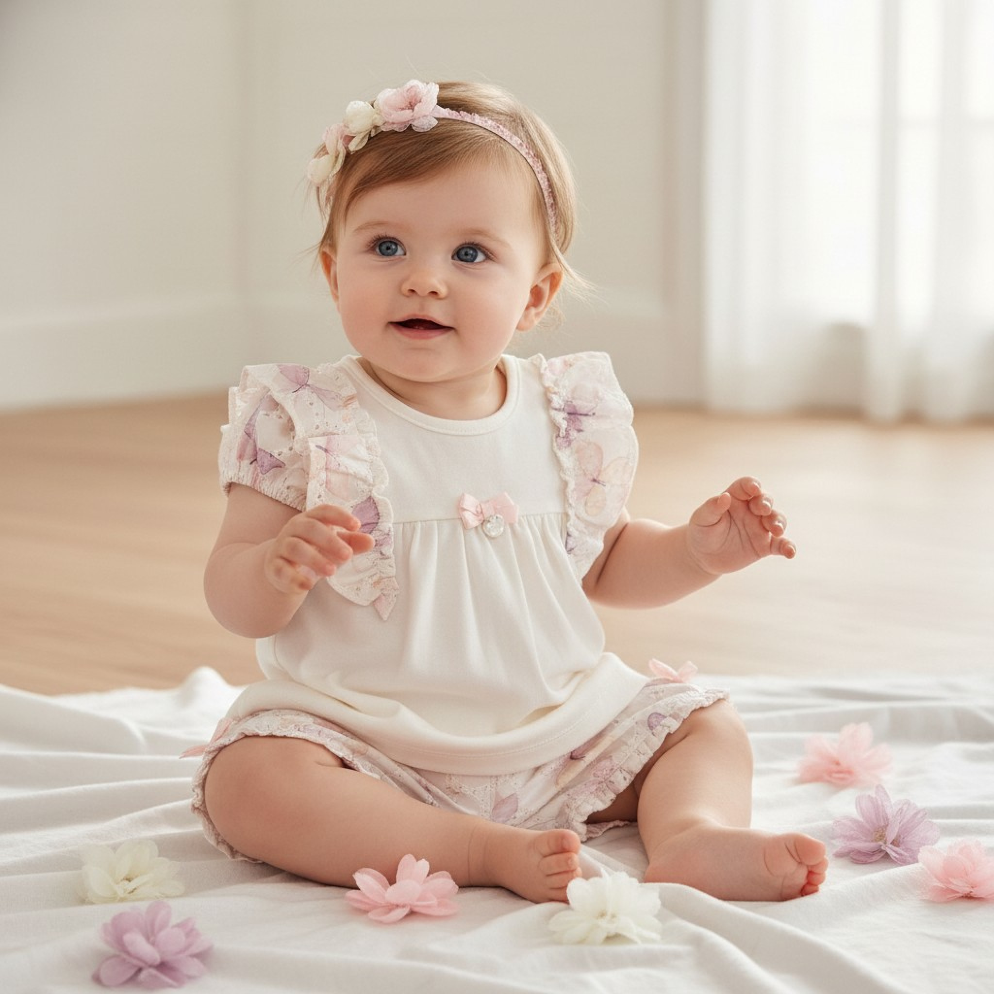 Mintini MB7224A * MB7224A "Butterfly and Frills" Shorts Set (12-24 months)