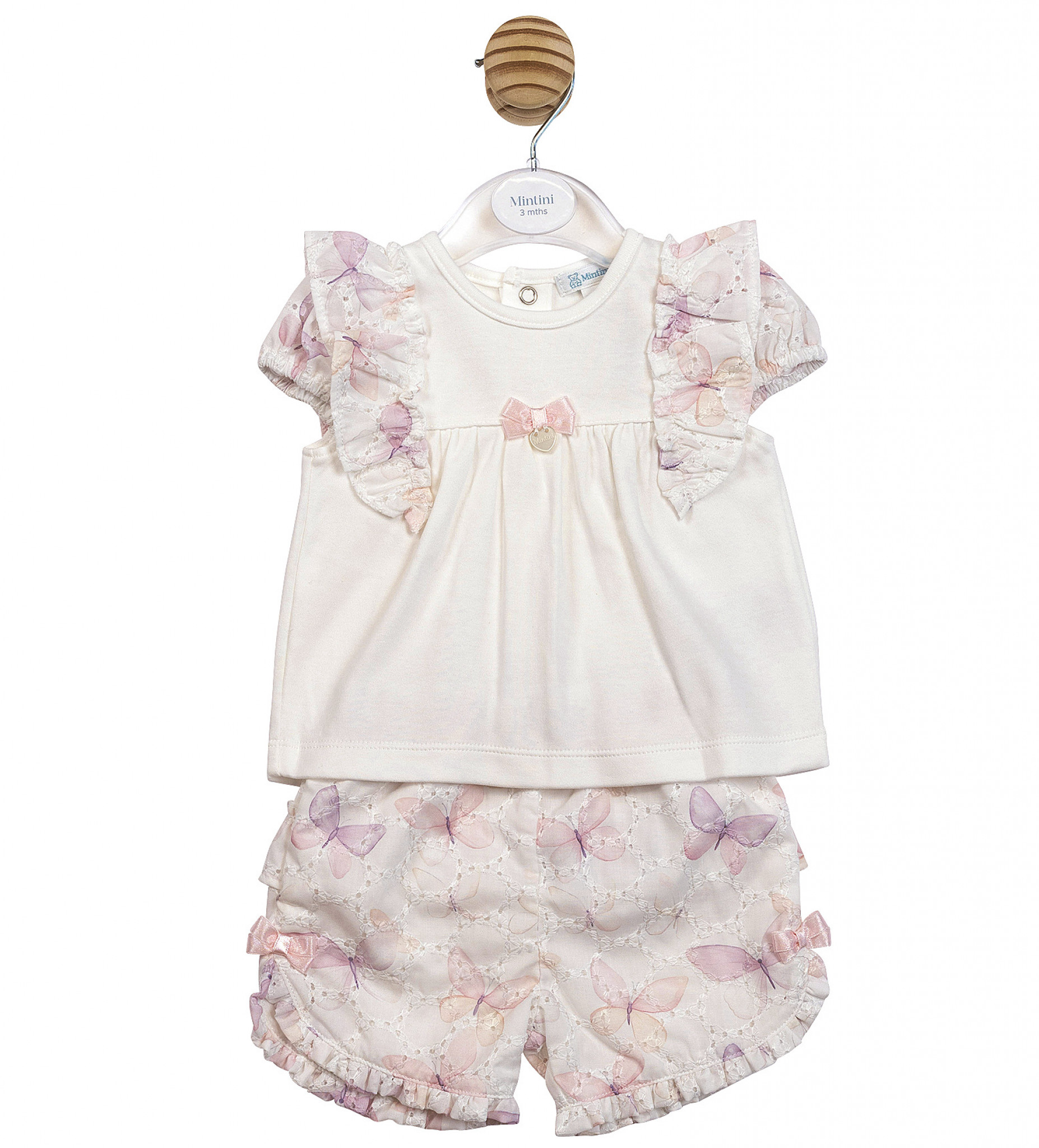 Mintini MB7224B * MB7224B Butterfly and frill back lace shorts set (3-5 years)