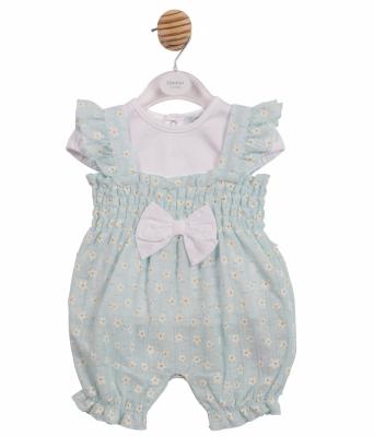 Mintini MB7249 * MB7249 Floral Shirred Sun Romper Set (3-12 months)