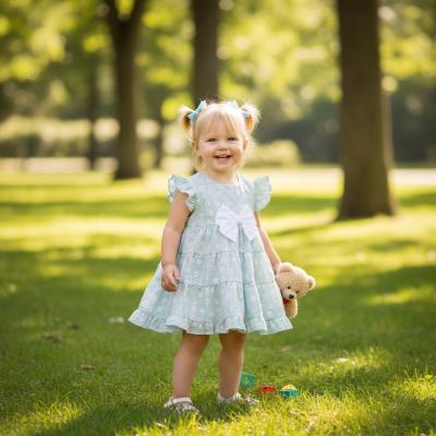 MB7252B  Floral Dress with Bow  (3-5 years)