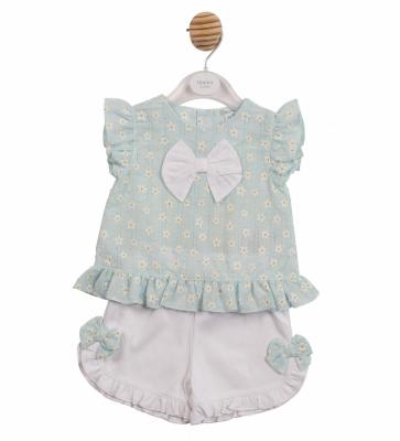 MB7253B  Floral Shorts Set with bow   (3-5 years)