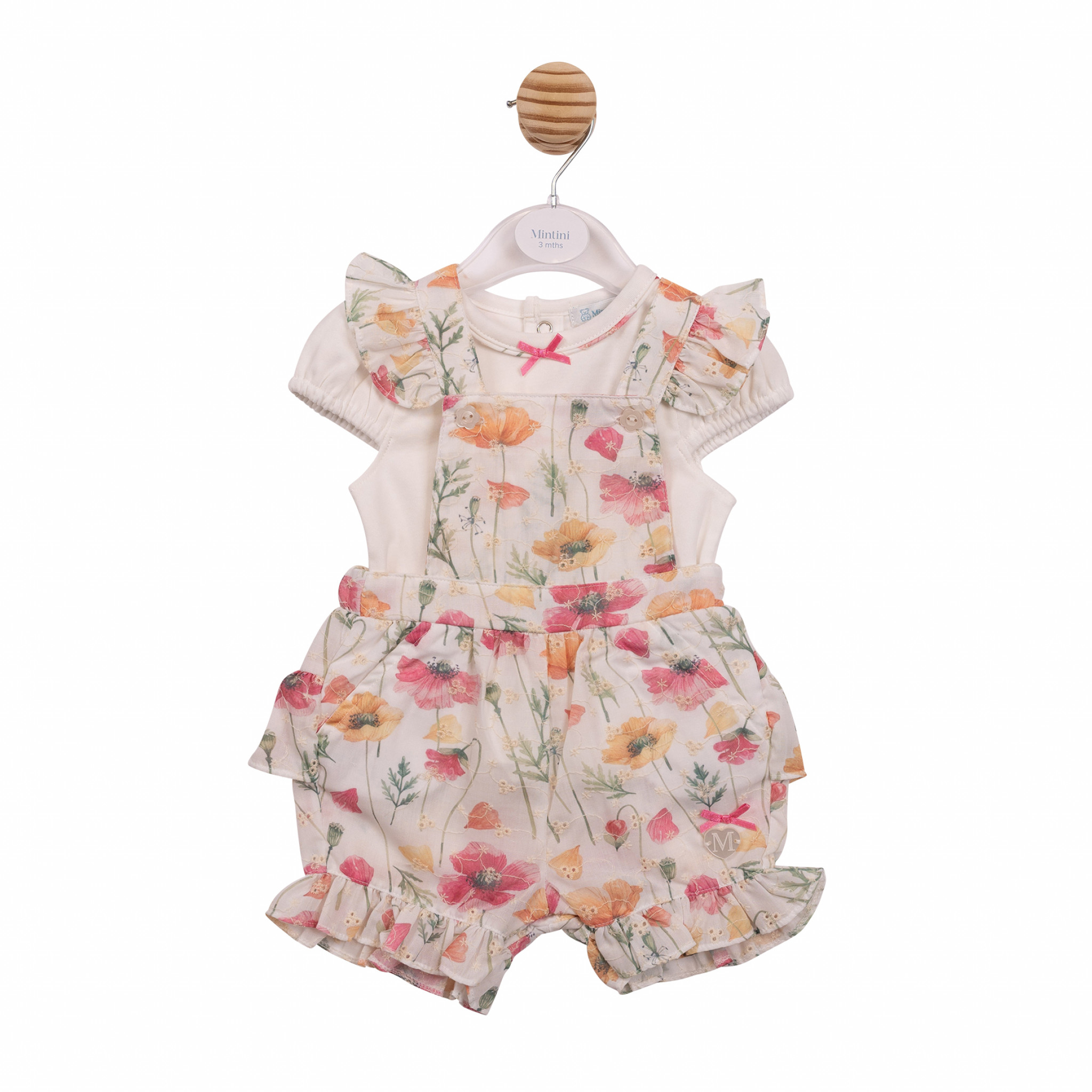 Mintini MB7257 * MB7257A Poppy Broderie Jam Dunagree Set  (12-24 months)