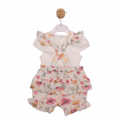 Mintini MB7257 * MB7257 Poppy Broderie Jam Dunagree Set  (3-9 months)