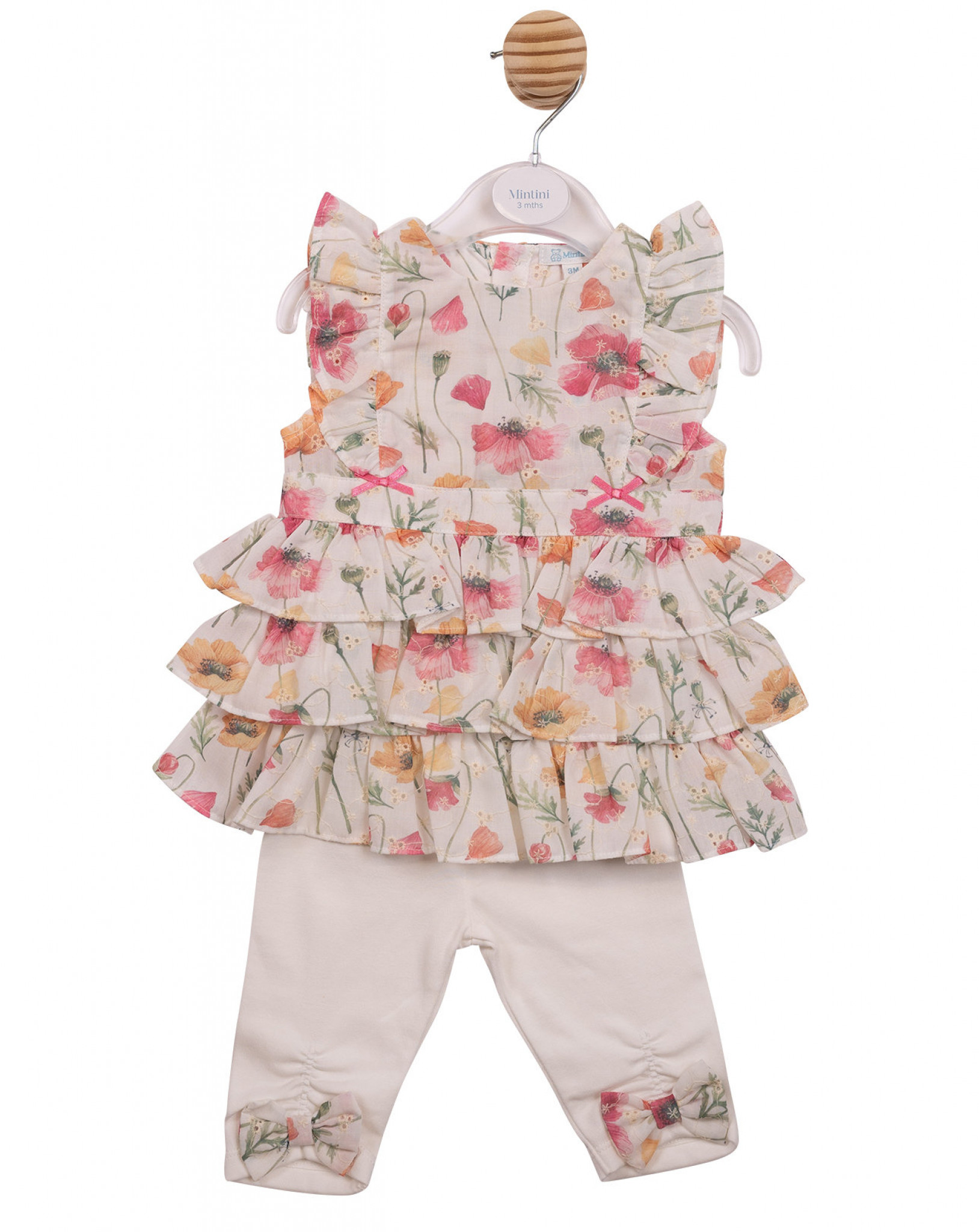 Mintini MB7260 * MB7260 Poppy Broderie Tiered Leggings  Set  (3-9 months)