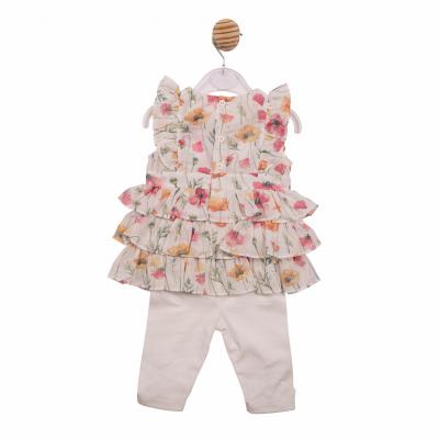 Mintini MB7260 * MB7260 Poppy Broderie Tiered Leggings  Set  (3-9 months)