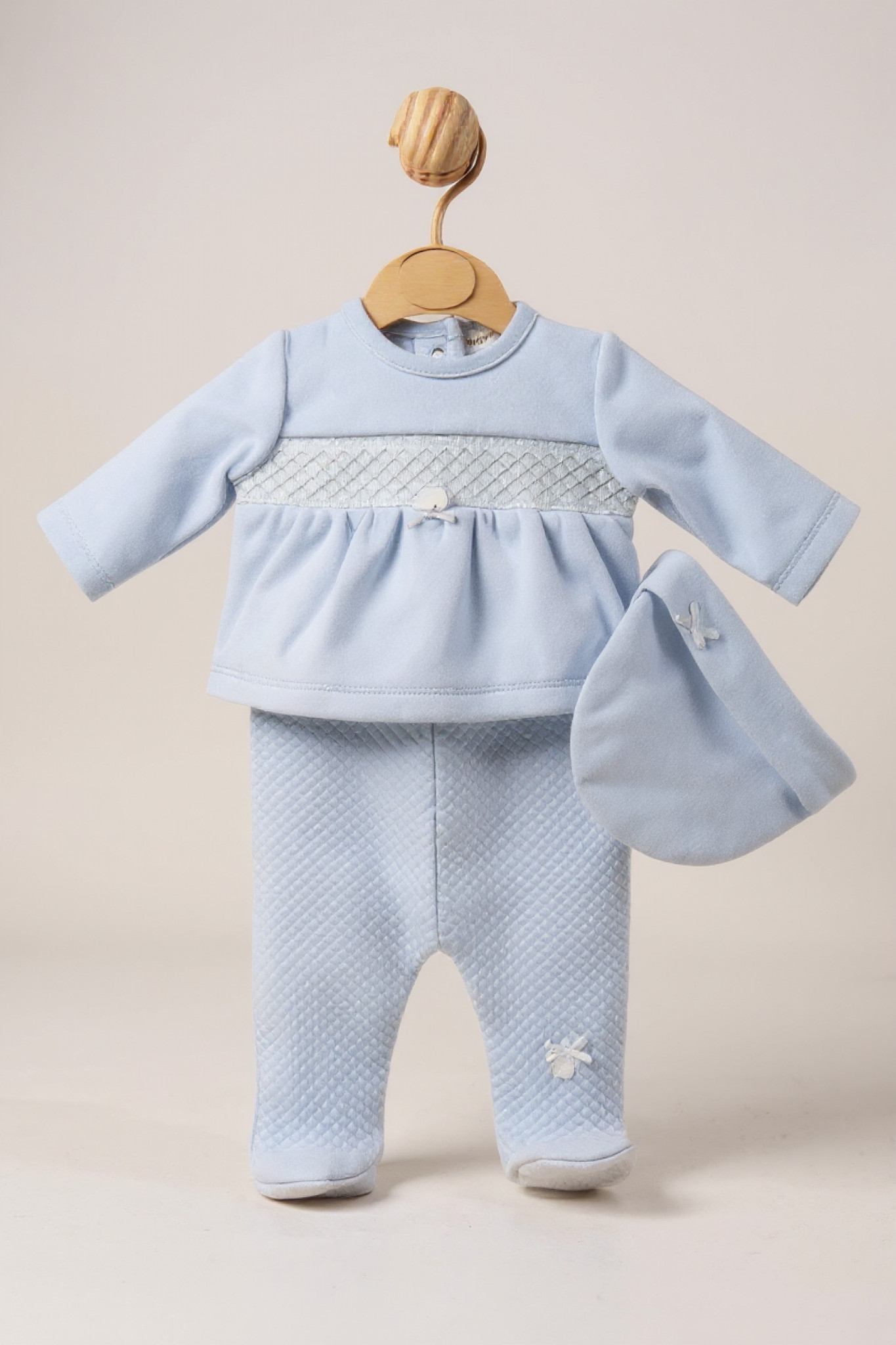 Mintini China * MBLBW_5151-3-8B Smocked two piece and hat ( 3-8lbs)