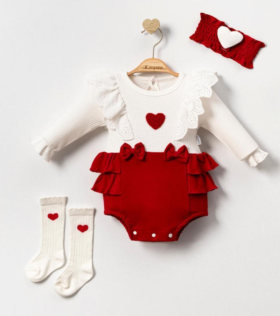 MiniCayzen 1071 * MC1071 Red Heart Romper (3-12 months)