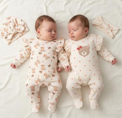 MC1088  Twin pack of Rompers   Teddy  ( 0-6 month)