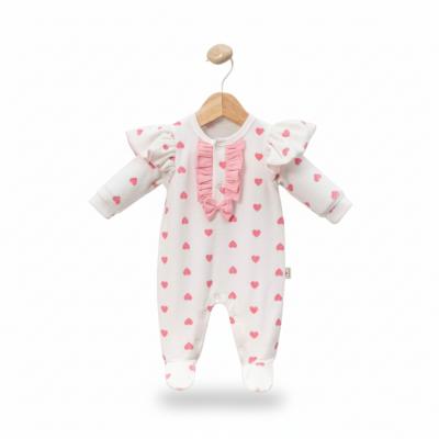MC1100-P Pink Heart Velour All in one ( 0-9 months)