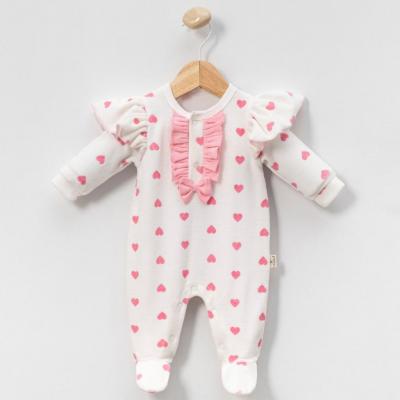 MiniCayzen   MC1100-P Pink Heart Velour All in one( 0-9 months)