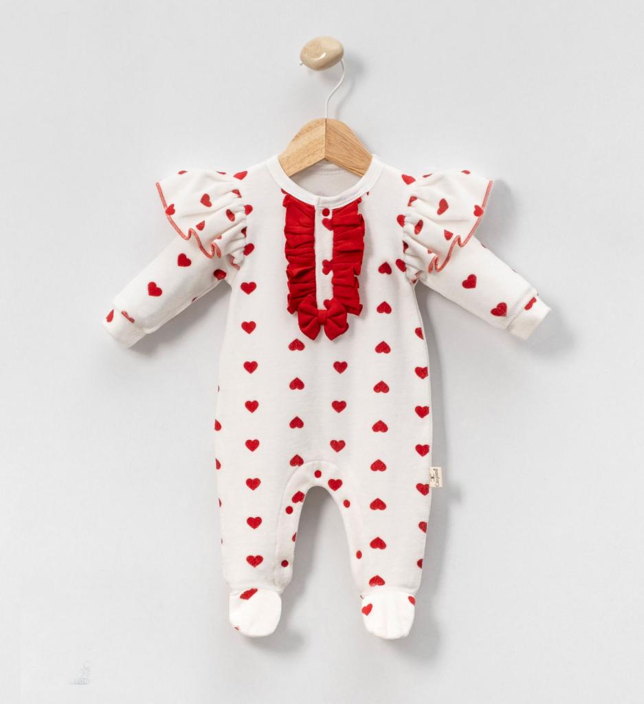 MiniCayzen   MC1100R Red Heart Velour All in one( 0-9 months)