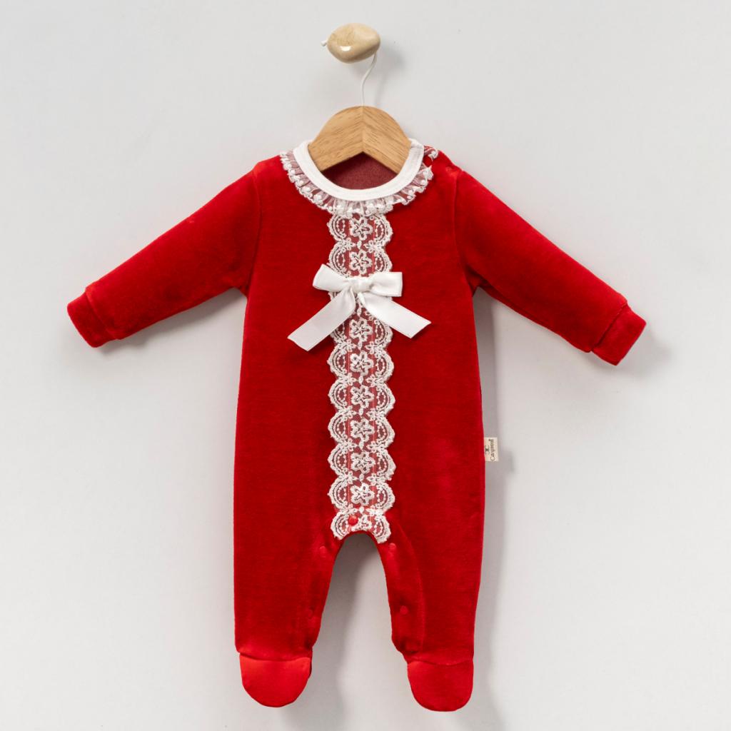 MiniCayzen  * MC1103R Red Lace Cotton Velour All in one( 0-9 months)