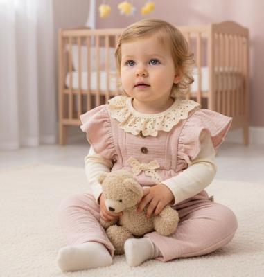 MC1118  Broderie anglaise Lace Top & Romper  (3-18 months)