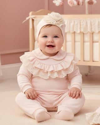 MC1125  Lace Romper and Hat  ( 0-9 months)
