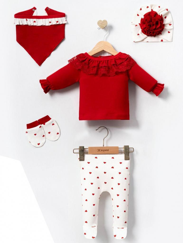 MiniCayzen 2071 * MC2071 Red Heart 5 Piece Set(0-3 months)