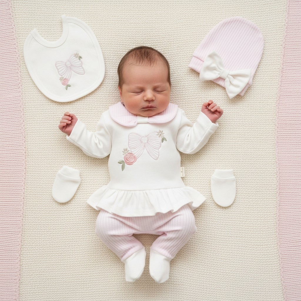 MiniCayzen  * MC2098   Bow five piece set ( 0-3 months)