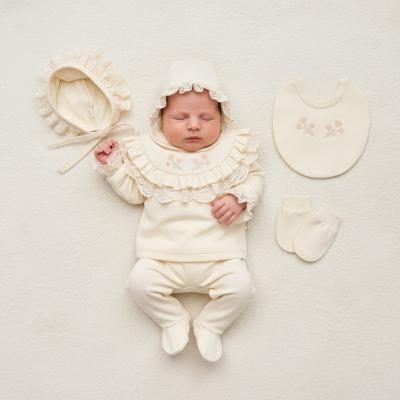 MC2114  Floral & Lace five piece set  ( 0-3 months)