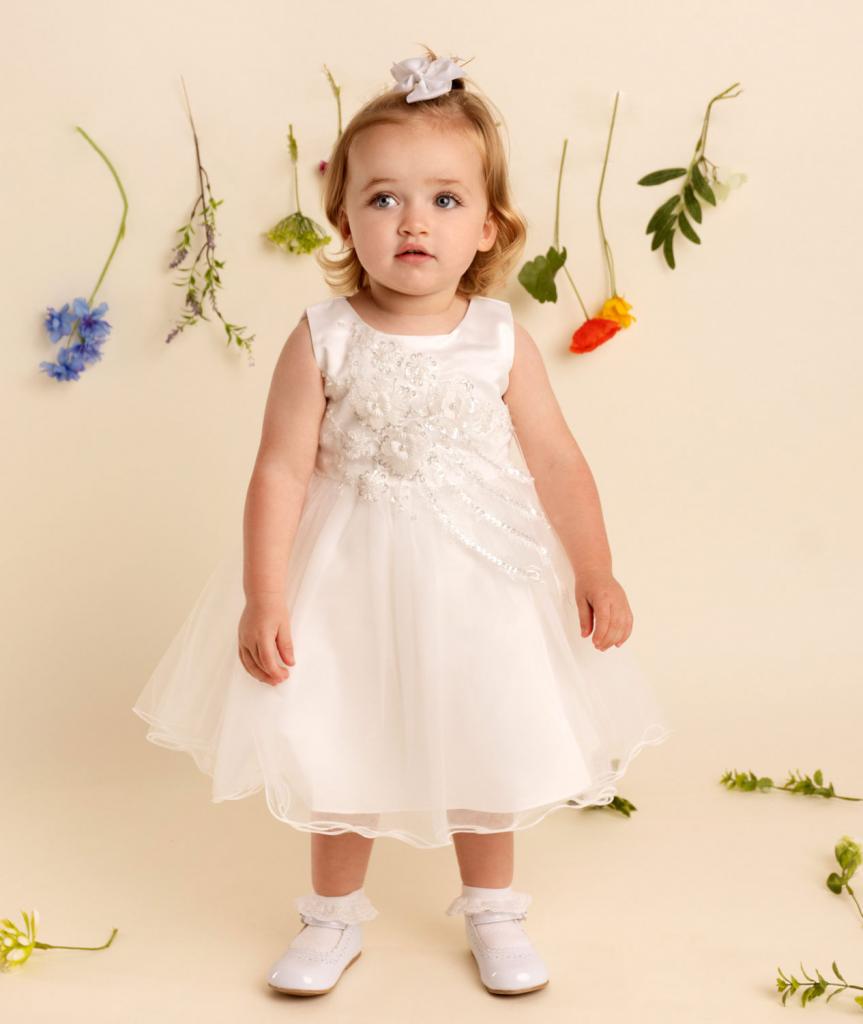 Melia L2655A * MEL2655A White "Flowers" Tulle Dress (0-36 months)