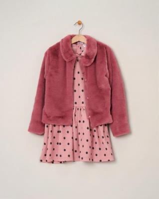 Miss E07969A 9-12m = 5056623226452, 12-18m = 5056623223727, 18-24m = 5056623223734 MIE07969-A Polka Dot Dress and Jacket Set (9-24m)