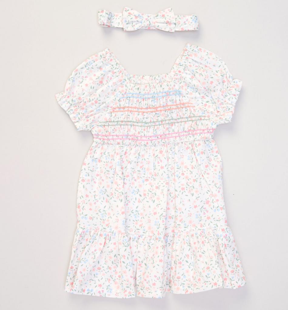 Willow & Whistle F10336 INF * WWF10336B Floral Smocked Dress Set (6-24 months)