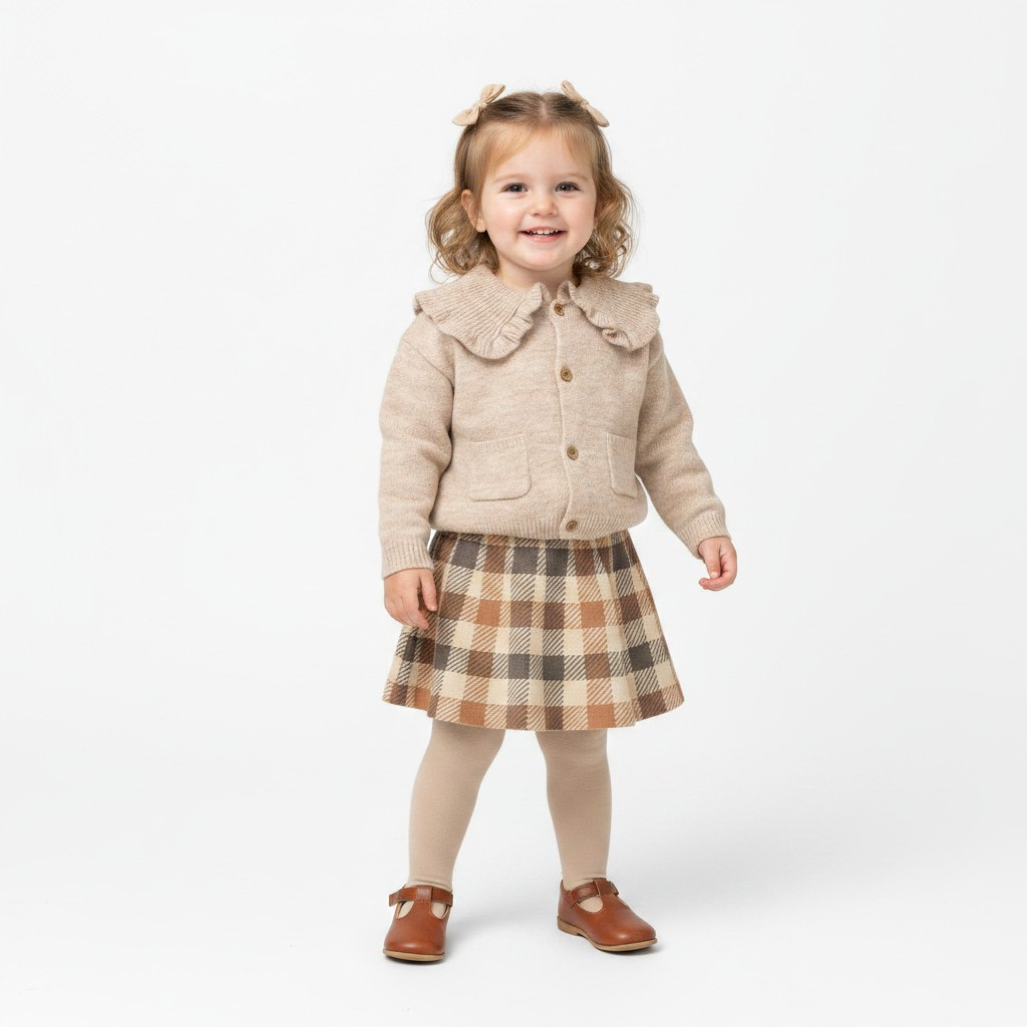 Miss G11374 * MIG11374-B True Knit Cardigan and Tartan Skirt (2-4 years)
