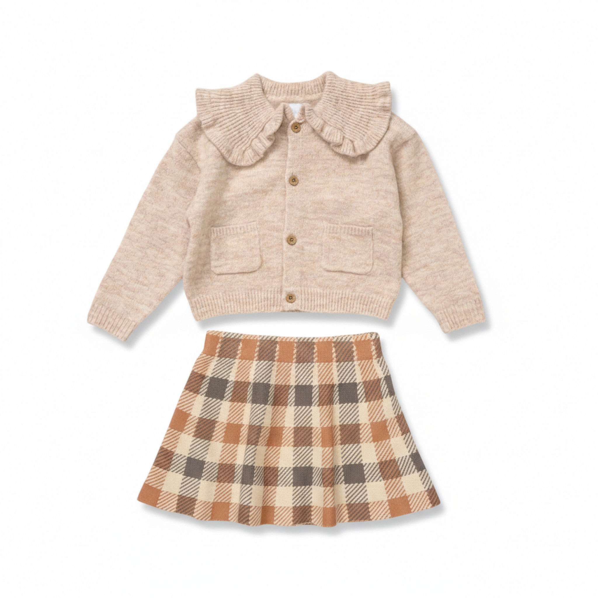 Miss G11374 * MIG11374B True Knit Cardigan and Tartan Skirt (2-4 years)