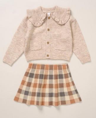 Miss G11374 * MIG11374B True Knit Cardigan and Tartan Skirt (2-4 years)